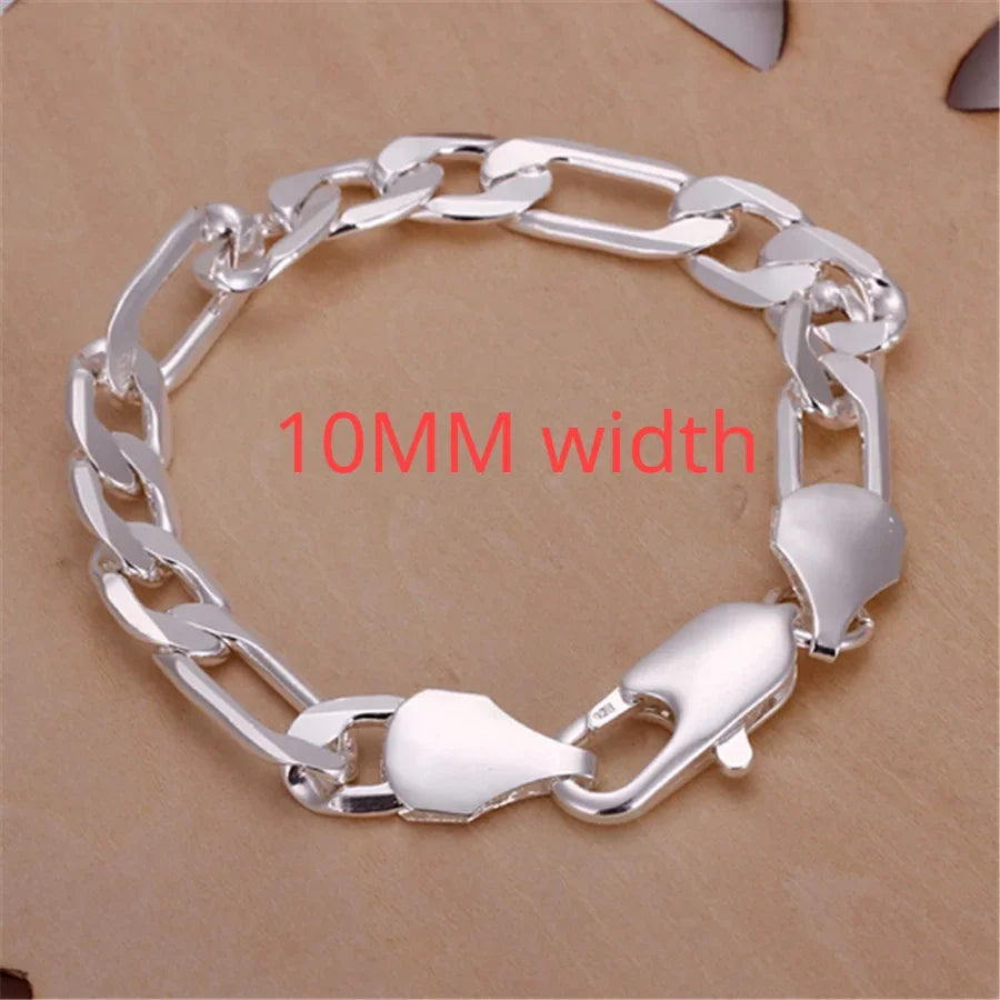Fine 925 Sterling Silver Noble Nice Chain Solid Bracelet for Women Men Charms Party Gift Wedding Fashion Jewelry Hot Model.