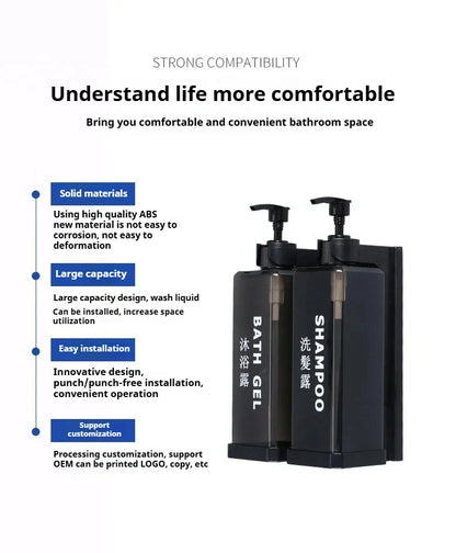 Hotel-Shampoo- und Duschgel, separate Flaschen, Wandmontage, kein Stanzen, Händedesinfektionsboxen, wandmontierte manuelle Seifenspender