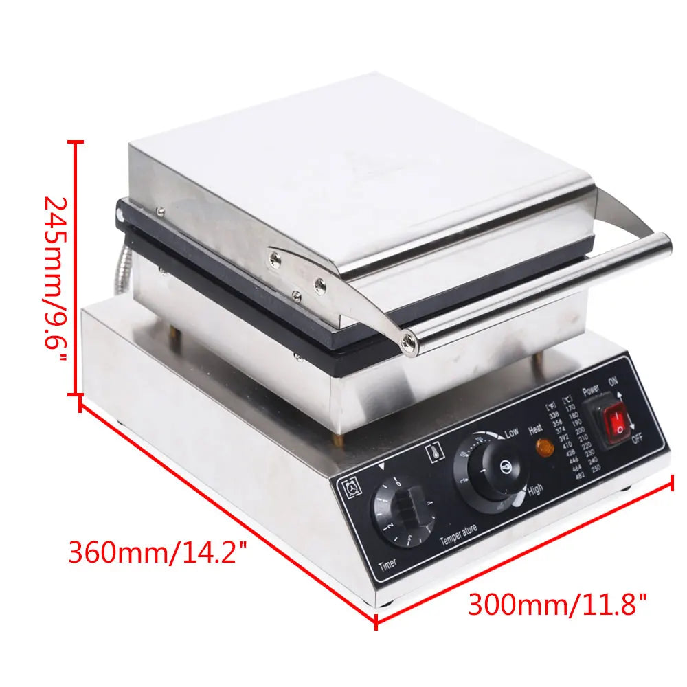 Waffle Maker Non-stick Electric Grill 1500 W Commercial Waffle Maker Made of Stainless Steel 2 Grid Shape.
