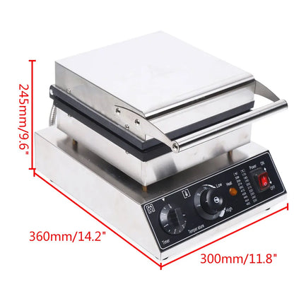 Waffle Maker Non-stick Electric Grill 1500 W Commercial Waffle Maker Made of Stainless Steel 2 Grid Shape.