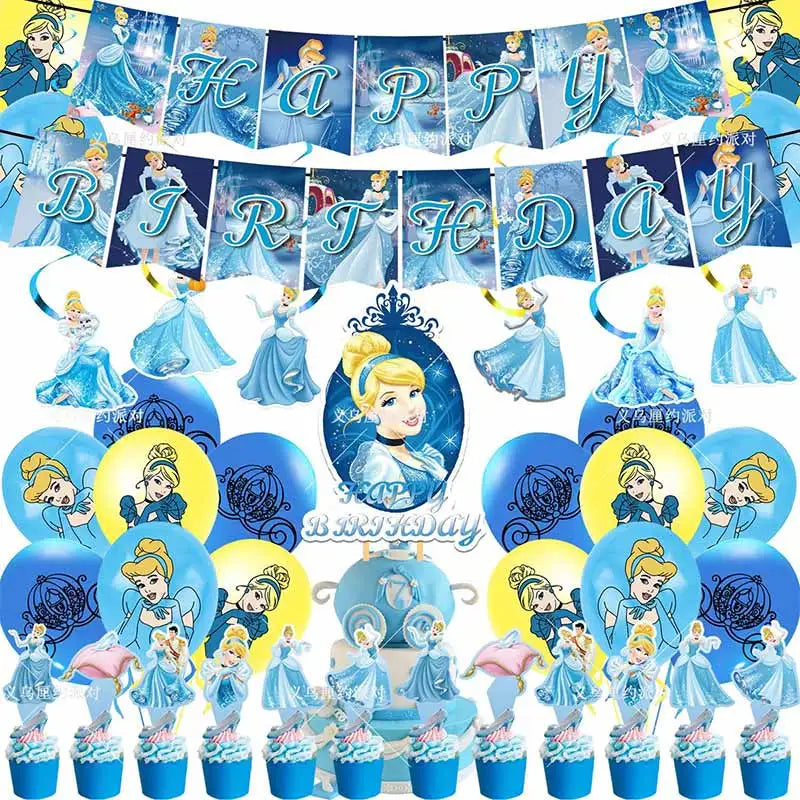 Disney Cinderella Geburtstag Dekoration Party Liefert Hintergrund Geschirr Set Luftballons Dekoration Party Gefälligkeiten Für Kinder Geburtstag.