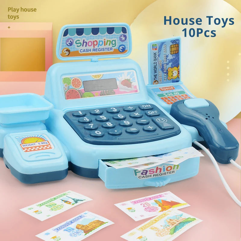 Simulation Shopping Cash House Toys Electronic Game Lighting And Sound Effects Supermarket Cashier Toys.