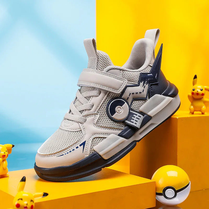 Pokemon Pikachu Children Sports Shoes Spring and autumn Fashion Anime Boy Sneakers Student Breathable Non-slip Running Shoe.