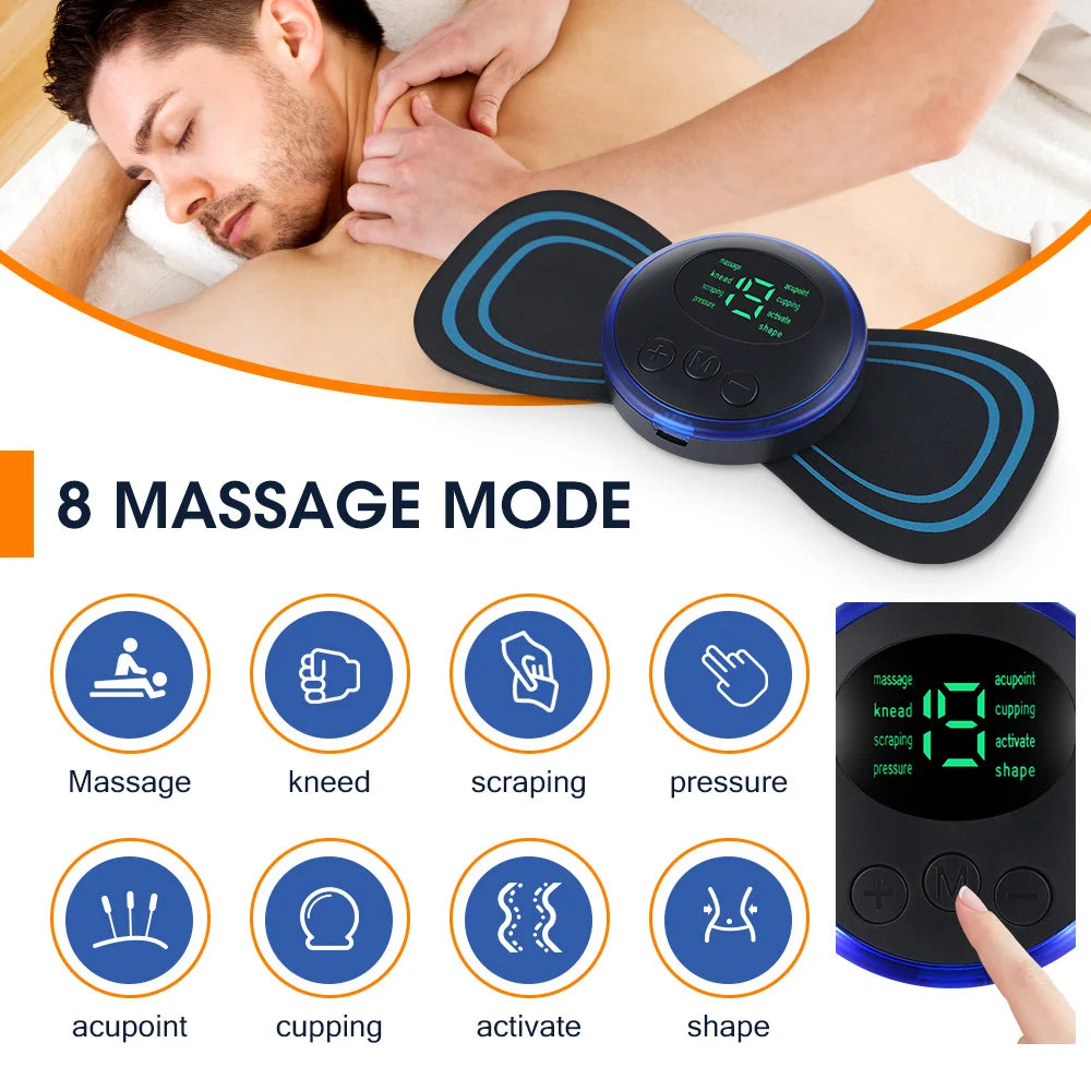 Electric Neck Massager EMS Muscle Massage Stimulator Low Frequency Instrument Back Cervical Calf Patches Pain Joints Mini Device.