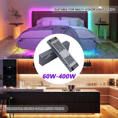 12V 24V 60W 100W 150W 200W 300W 400W Transformer Power Supply 110V 220V 230V AC to 12 24 Volt DC LED Strip Light Bulb LED Driver.