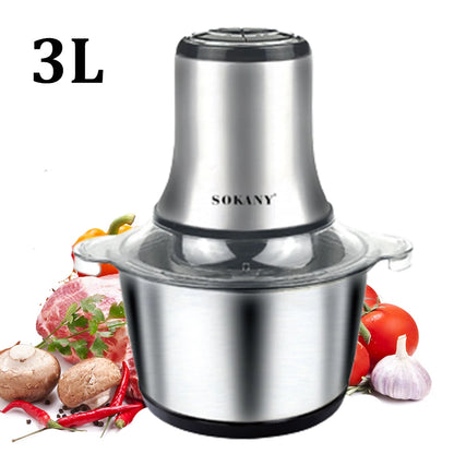 800W 3L Electric Meat Grinder Multifunction Food Processor Stainless Steel Kitchen Grinder Vegetable Chopper Slicer Machine Home.