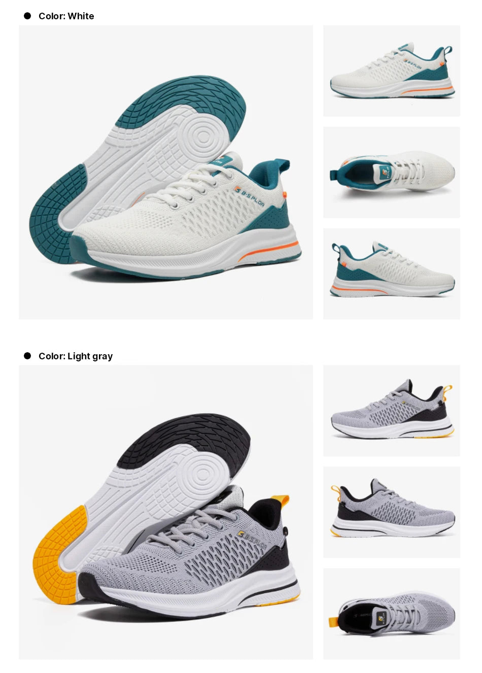 Baasploa Men's Running Shoes New Fashion Lightweight Mesh Breathable Walking Shoes Male Outdoor Casual Lace-Up Sports Shoes.