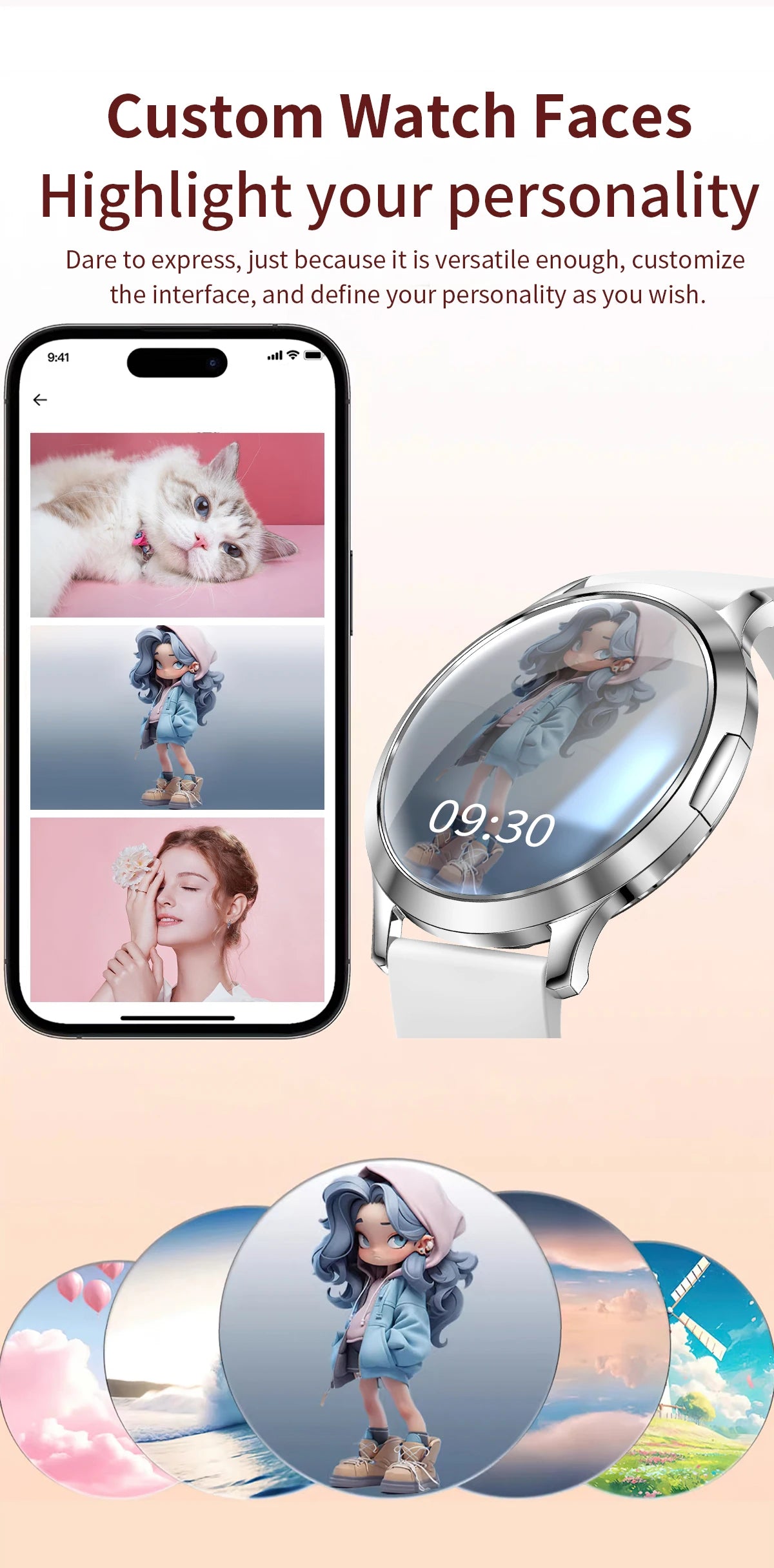 2025 New Smart Watch For Women AMOLED Screen Watches IP68 Waterproof Heart Rate Monitor Ladies Call Smart watch For Android ios.
