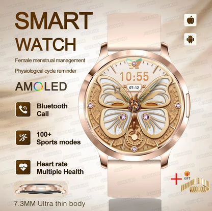 New Women Smart Watch 1.32"Ultra-thin AMOLED HD Screen Sport Fitness Bracelet Custom Watch Face Bluetooth Call Luxury Smartwatch