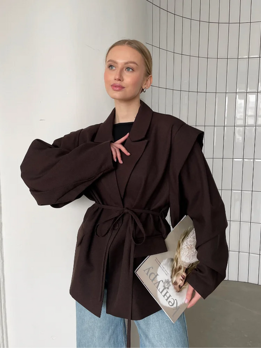 Fashion Solid Revers Hals Schulter Pad Anzug Jacke Frauen Langarm Eine Taste Spitze Up Mantel 2025, Herbst Neue Highstreet Büro Tragen