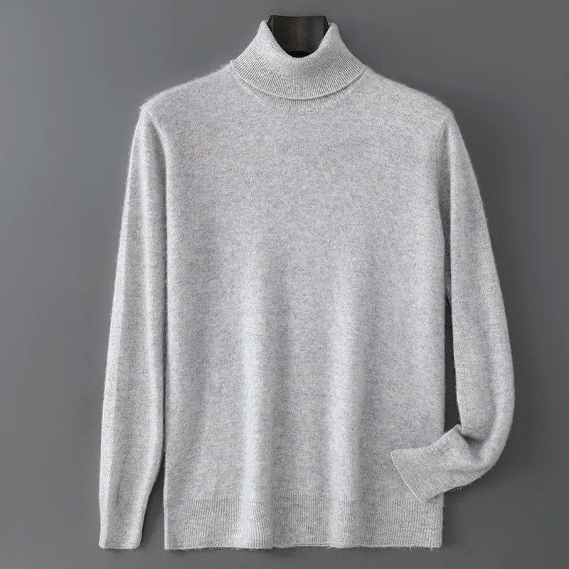 2025 Autumn/Winter High Collar Men's 100% Pure Wool Stylish Youth Loose Knitted Outerwear Flip Collar Casual Base Men's Sweaters