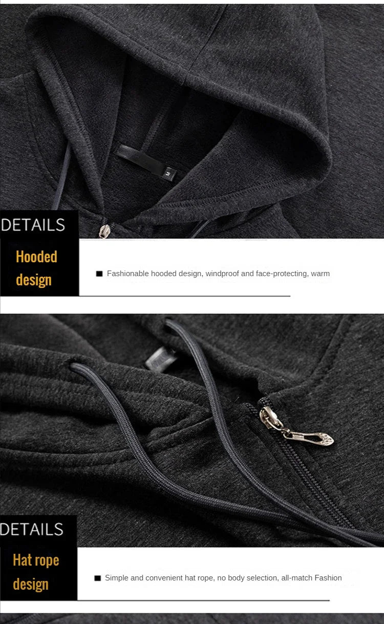 Big Size Hoodie Men Hood Long Sleeve Sweatshirt Male Zip-up Loose Cotton Fleece-lined Casual Top Zipper Large Fat Plus 10XL 12XL