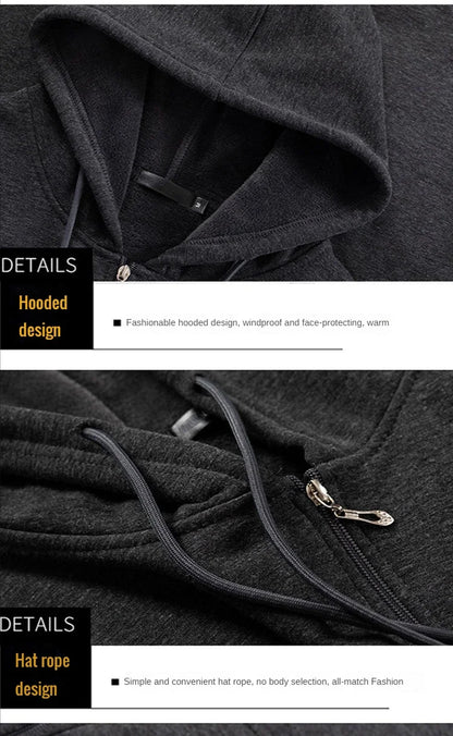 Big Size Hoodie Men Hood Long Sleeve Sweatshirt Male Zip-up Loose Cotton Fleece-lined Casual Top Zipper Large Fat Plus 10XL 12XL