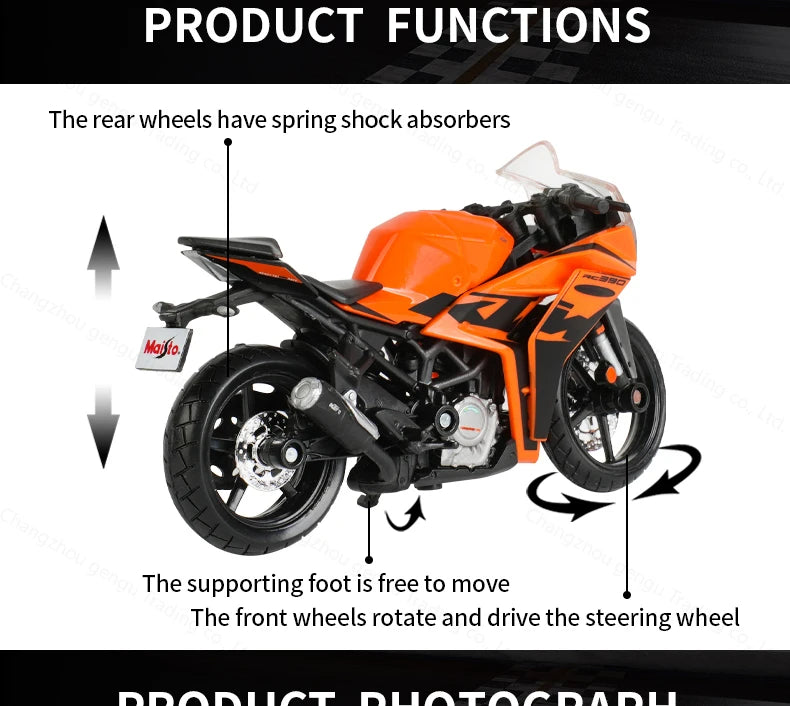 Maisto 1:18 New KTM RC 390 Static Die Cast Vehicles Collectible Hobbies Motorcycle Model Toys.