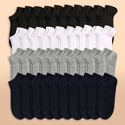 10/20/30/40/60 Pairs Of Unisex Solid Color Socks Comfy Breathable Soft Sweat Absorbent Socks For Daily And Outdoor Wearing.