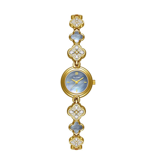 Women's Watch Lucky Four-Leaf Clover Bracelet Elegant Crystal Dress Watches for Women Fashion Luxury Small Quartz Ladies Clock.