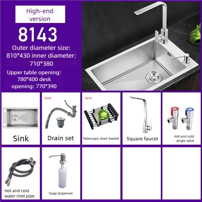 Kitchen Sink Stainless Steel Transversal Side Loading Side Holes Cafeteria Dish and Wash Vegetable Basin Large Size Single Slot