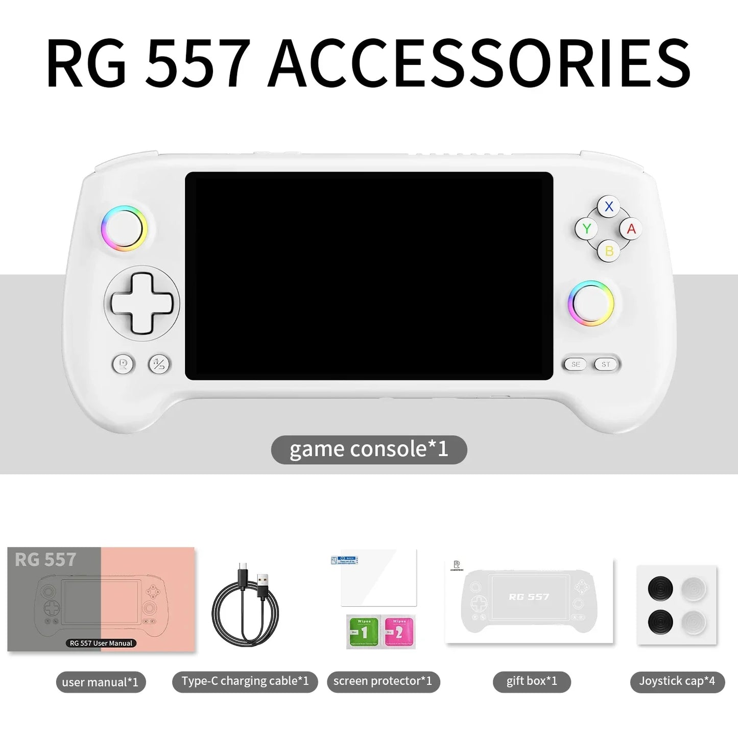 ANBERNIC RG557 Portable Retro Gaming Console Android 14 12g + 256g AMOLED Display 5.48 inches 512g PS2 PSP Games RG 557.