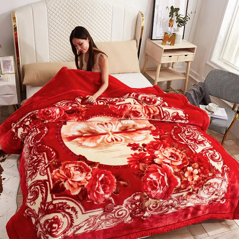 Two People Simple Geometric Printed Blanket Autumn Winter Bedroom Office Nap Quilt Anti Static Machine Washable Bedding Sheets