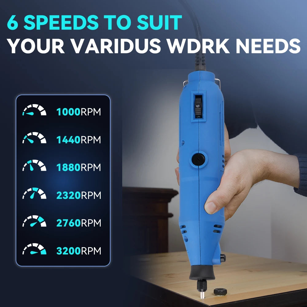 Podofo 80 Stück multifunktionale elektrische Mini-Bohrmaschine mit 6 einstellbaren Geschwindigkeiten, Graveur, Polierer mit Drehwerkzeug-Set