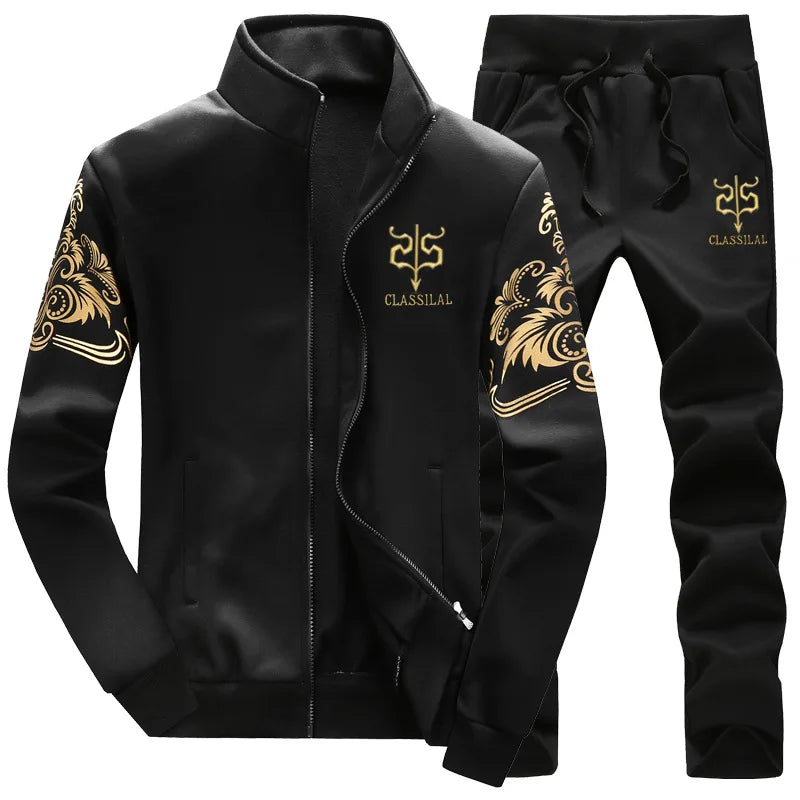 FGKKS 2023 Fashion Sports Men Sets Printed Hoodies Sweatshirt+Sweatpants Suit Mens 2 Pieces Sets Slim Tracksuit Male.