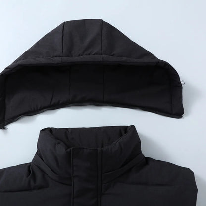 Compass Button Patch Style Men's Stand-up Collar Down Cotton Casual Vest Windproof Men's Jacket Slim Men's Hooded hat Wear.