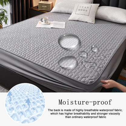 Waterproof Thicken bed Cover Solid color Mattress Protector Skin-Friendly Queen King Double Fitted Sheet Mat 90 140 180x200cm.