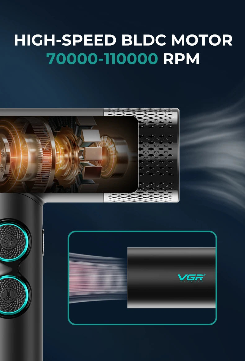 VGR Hair Dryers Professional Air Blower Negative Ion Hair Dryer 110000 RPM Hair Dryer Machine BLDC Motor Barber Salon V-401.