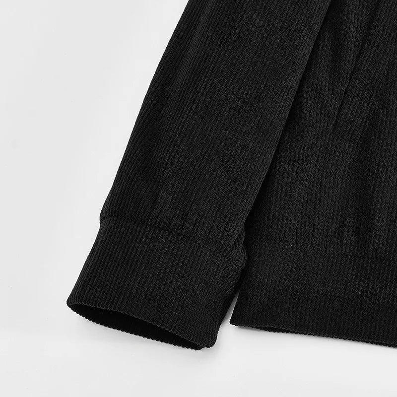 Men's Corduroy Jacket Stand-up Collar Slim Fit Retro Multi-pocket Workwear Commuter Coat for Spring And Autumn