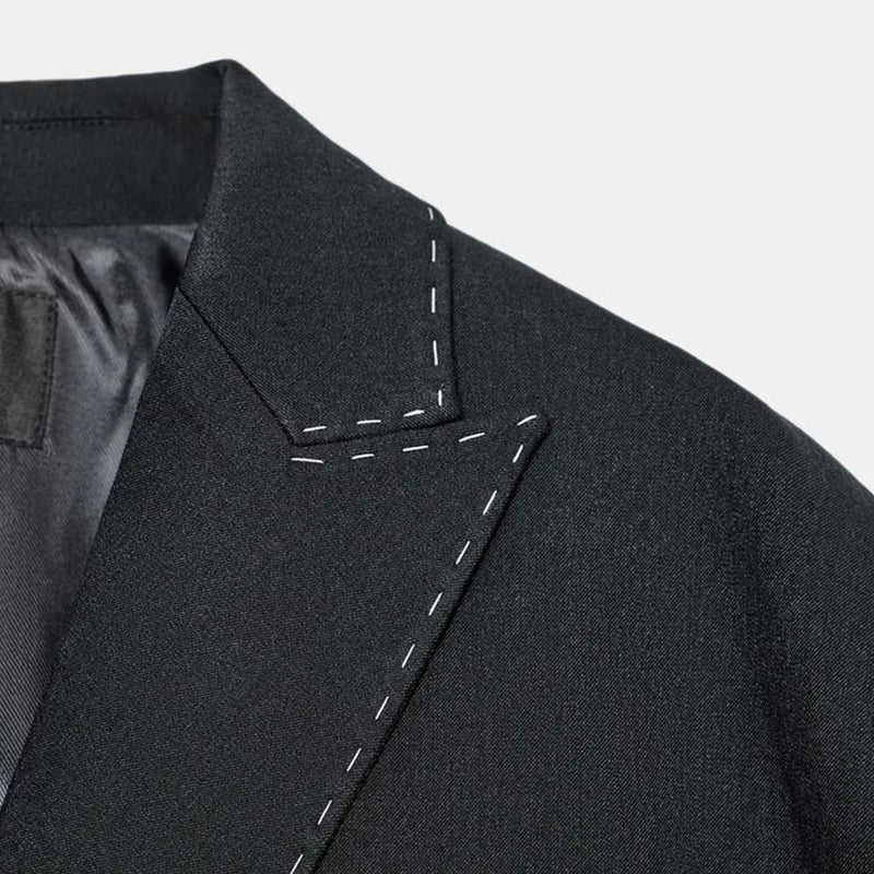 Fashion Line Suit Jackets Pants Sets Women Loose Lapel Double Breasted Blazer Pleated Wide Leg Pant 2025 Autumn Lady Office Suit.