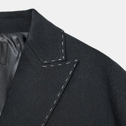 Fashion Line Suit Jackets Pants Sets Women Loose Lapel Double Breasted Blazer Pleated Wide Leg Pant 2025 Autumn Lady Office Suit.