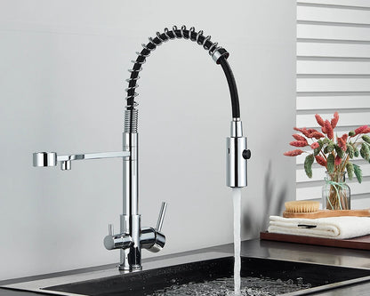 Black Filtered Kitchen Water Filter Kitchen Faucets Dual Spout Filter Faucet Mixer Water Purification Water Crane For Kitchen