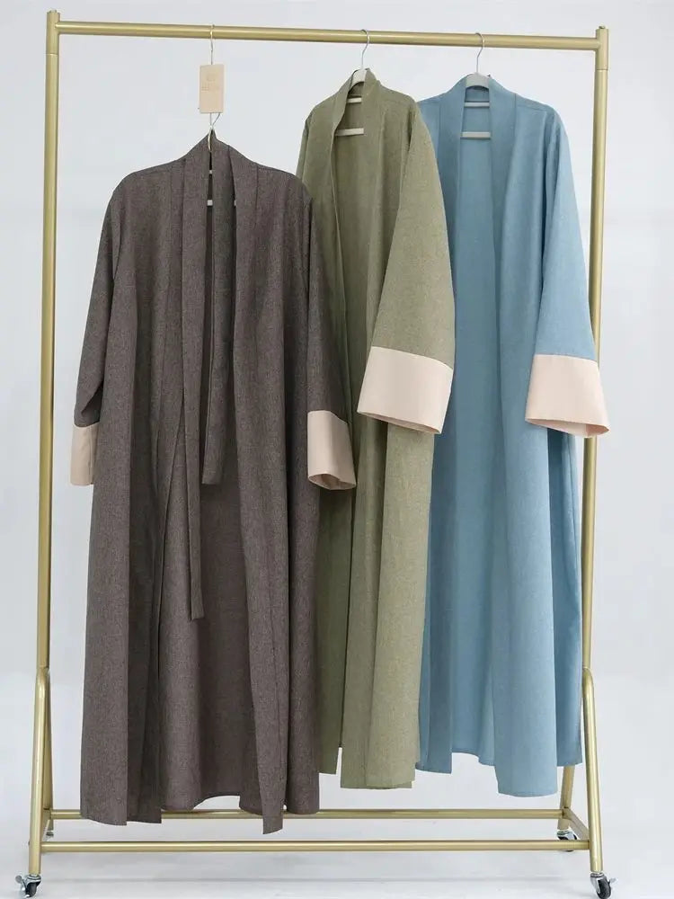 Ramadan Eid Open Linen Abaya Kimono Turkey Islam Muslim Modest Kaftan Dress Prayer Clothes For Women Kebaya Robe Femme Musulmane.