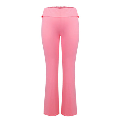 Damenmode, einfarbig, schmale Passform, schmale Reverse-Taille, niedrige Taille, elastische Taille, Schlaghose, Hose für Damen, Damenhose 2024