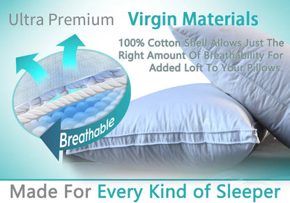 Down Pillow 100% Goose Down Feather Household Down Pillow Three layer down+feather+down pillow  size height can be customized.