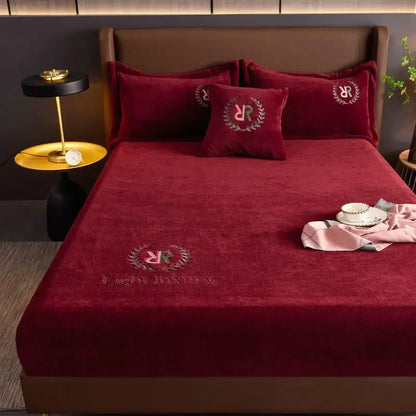 Winter Plush Elastic Fitted Sheet Couple Double Bedspread on The Bed Linen Mattress Pad Cover 90 150 180x200 Warm Deep Pocket