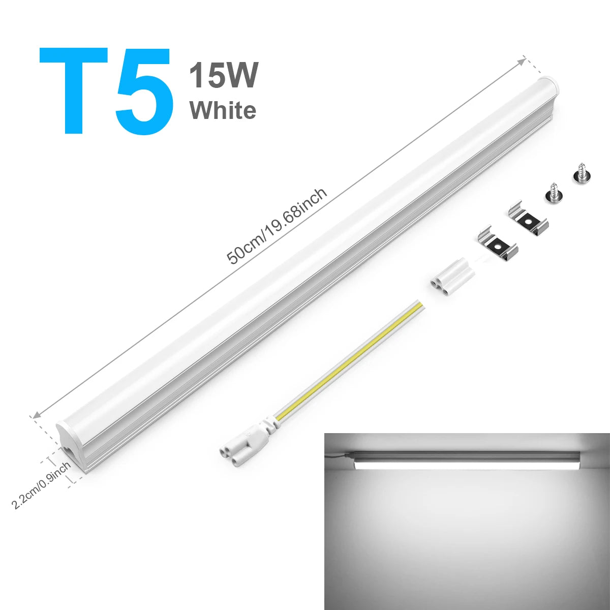 Energy Saving T5/T8 15W/25W LED Tube AC220V Fluorescent Tube Bulb for Shop Exhibition Halls Lighting,EU US Plug Connect Wire