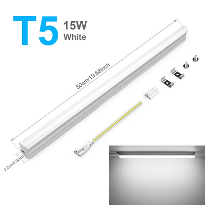 Energy Saving T5/T8 15W/25W LED Tube AC220V Fluorescent Tube Bulb for Shop Exhibition Halls Lighting,EU US Plug Connect Wire