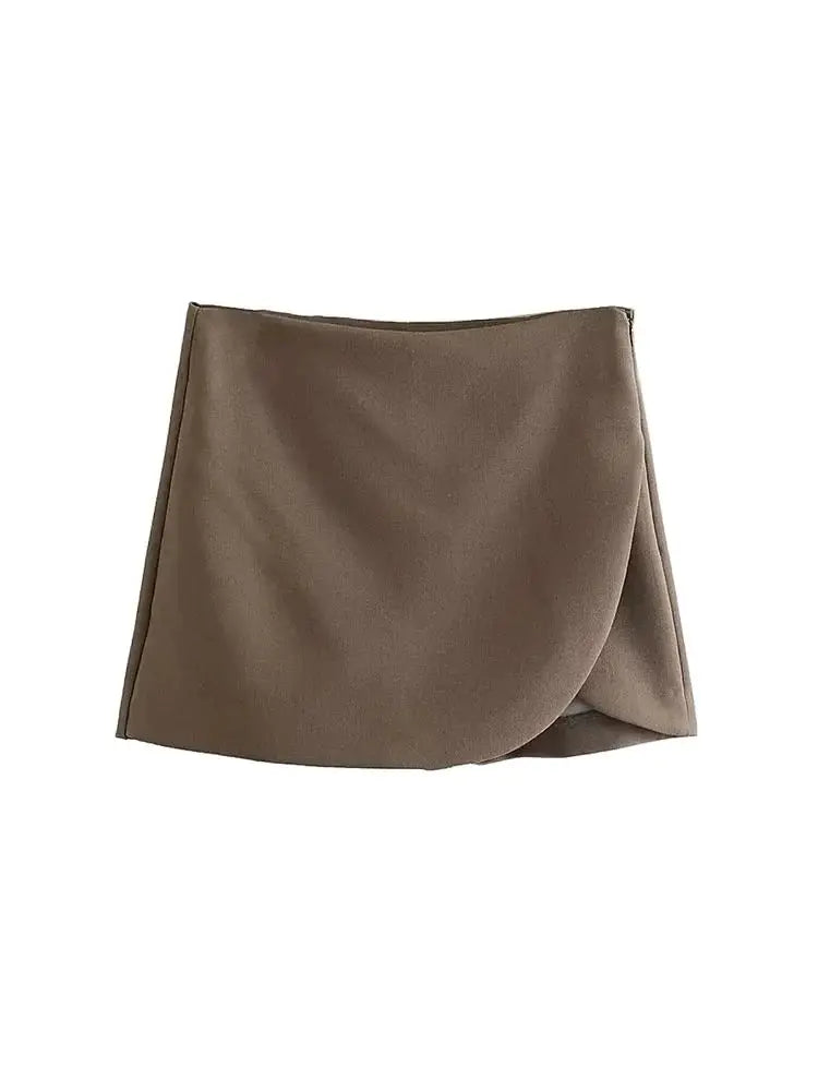 Women Fashion Pareo Style Shorts Skirts Vintage High Waist Side Zipper Female Skort Mujer.