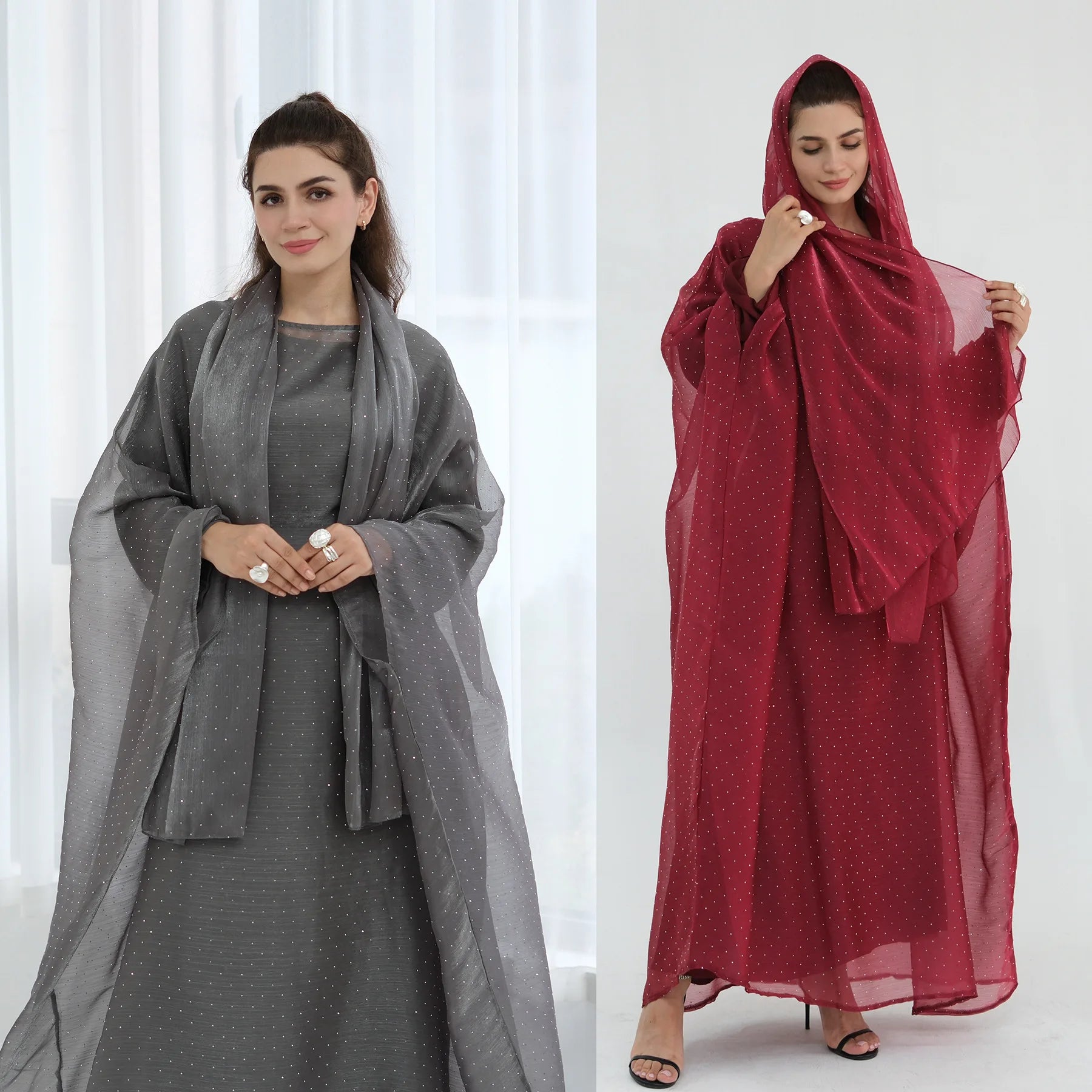 Eid 2 Piece Muslim Woman Set Diamonds Butterfly Abaya with Matching Inner Dress Dubai Luxury Kebaya Caftan Marocain Islam Outfit.