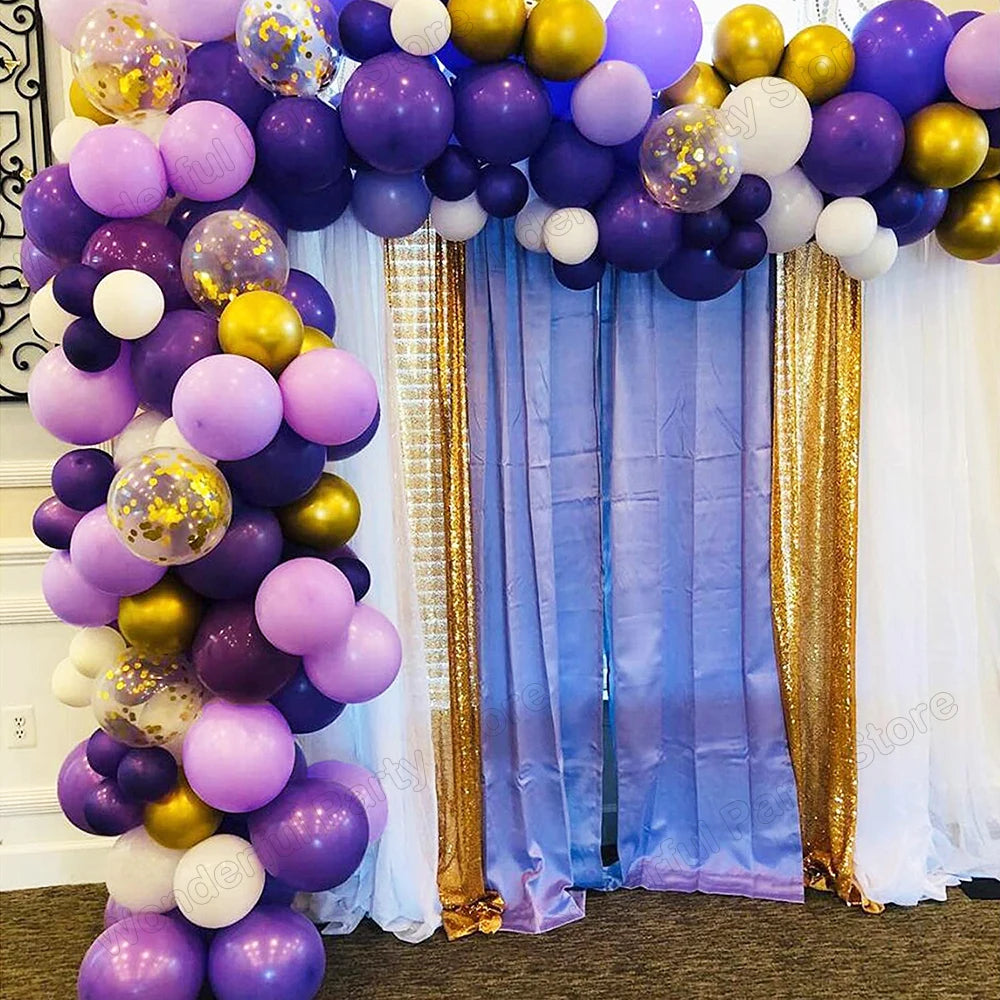 139 Stücke Dunkellila Licht Ballon Girlande Bogen Kit Metall Lila Gold Latex Ballons Hochzeit Party Braut Baby Dusche Geburtstag Dezember.
