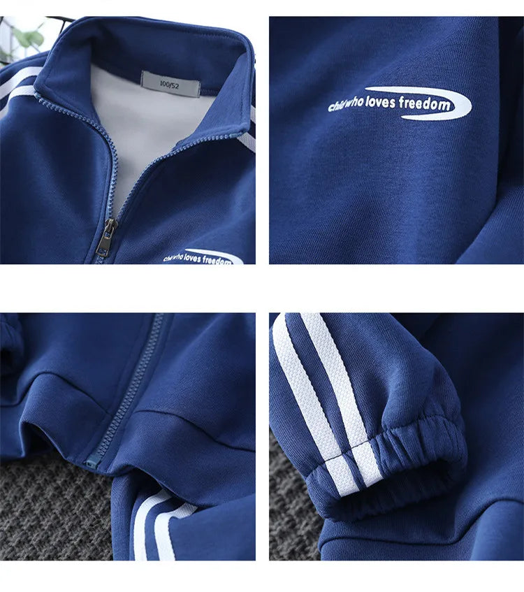 School Uniform Children's Sport Clothing Sets Boys Tracksuit Spring Stripe Kids Sweatshirt Pants 2Pcs For Age 2-10 Years Wear.