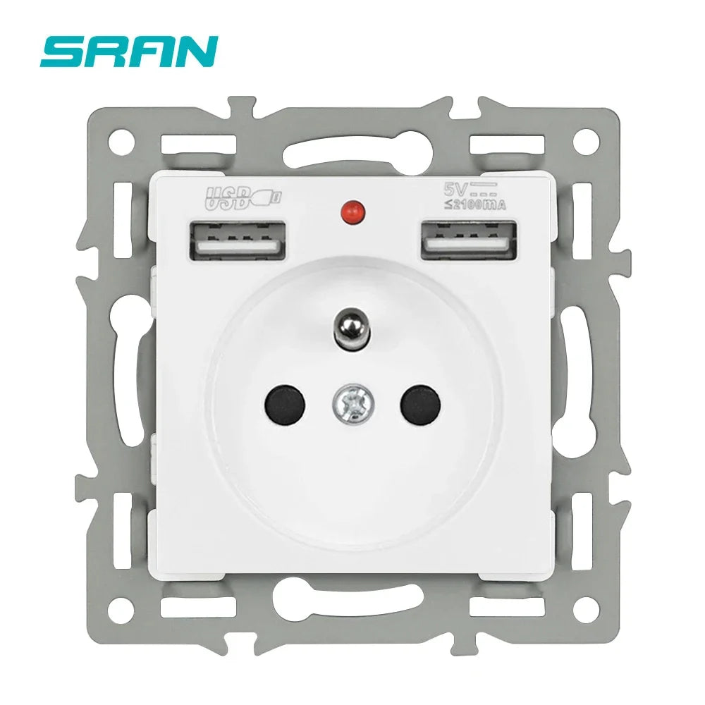 SRAN F6 Serie mehrere Rahmen Weiße Panel aus gehärtetem Glas, EU FR UN-Steckdosen und Schalter Dimmer-Lüfter-Fußlampe Rj45-Modul DIY