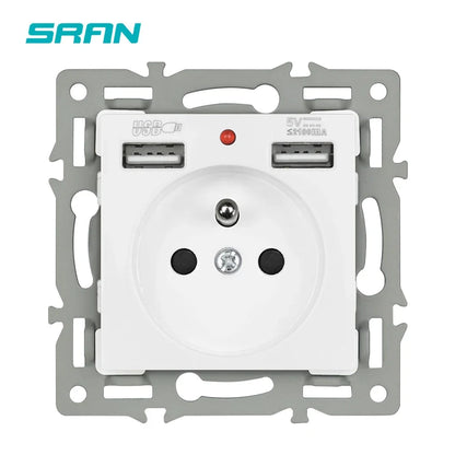 SRAN F6 Serie mehrere Rahmen Weiße Panel aus gehärtetem Glas, EU FR UN-Steckdosen und Schalter Dimmer-Lüfter-Fußlampe Rj45-Modul DIY