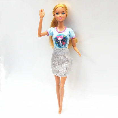 New 30cm 11 Joints Movable Doll with Clothes 1/6 Doll with Skirt Girls Play House Diy Dress Up Toy Gifts.