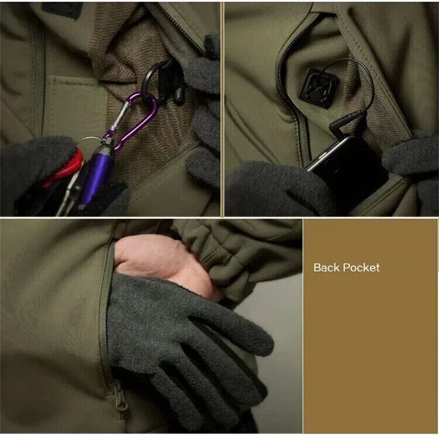 Winter Verdicken Männer Camo Anzug Wasserdichte Taktische Ausbildung Set Multi-tasche Mit Kapuze Jacke Fleece Hosen Outdoor Jagd 2-stück.