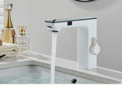 rozin Touchless Sensor Basin Faucet Smart Digital Display Bathroom Sink Faucets Grey Brass Sense Hot Cold Water Mixer Tap Crane