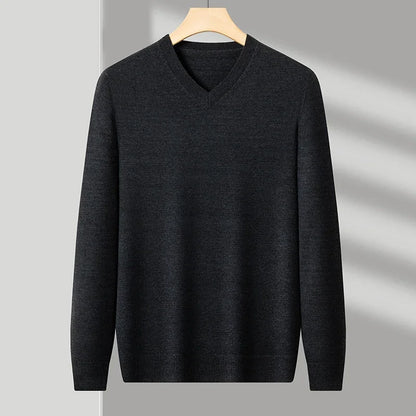 New Sweatwear Men's V Neck Basic Solid Color Sweaters Round Neck Elastic Pullovers Warm Autumn Knitted Oversized Sweater Men