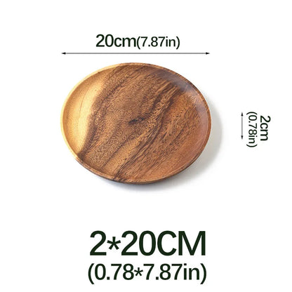 Natural Wood Hand-made Dinner PlatesUnbreakable Plate Sushi Dessert Fruit Bread Snack Tray Kitchen Bar Tableware Home Decoration.