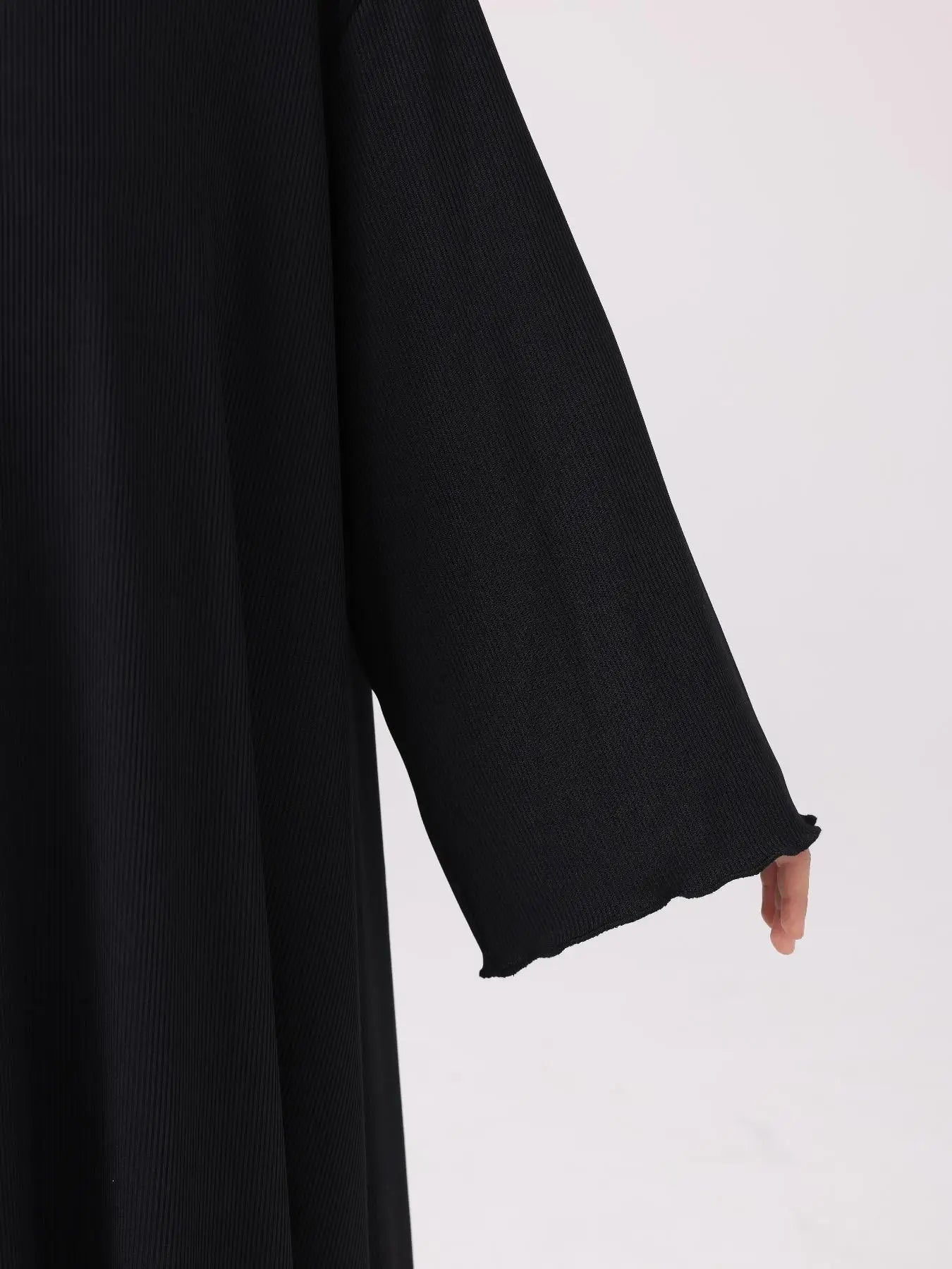 Middle Eastern Muslim Girls Princess Knitted Dress Wavy Edge Solid Color Robe.